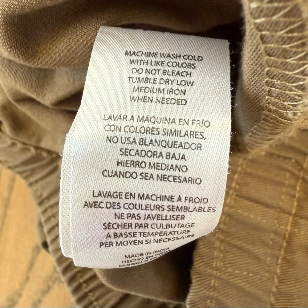 An Original Penguin Boys Khaki Elasticized Waist Jogger Pants with Pockets Sz 7Y